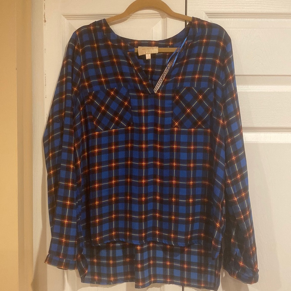 Blue Plaid Blouse Stitch Fix